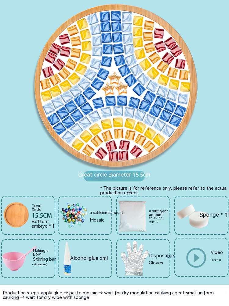 Posavasos de mosaico hecho a mano para niños, bandeja de madera para vajilla, tapete para tazas, artesanía, fácil de hacer, de Navidad: Color vino