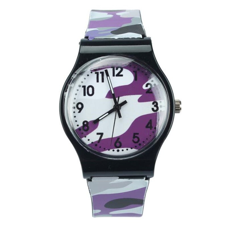 Kinderen Relogio Masculino Camouflage Horloge Quartz Horloges Voor Meisjes Jongen Voor Kinderen Saat: Paars