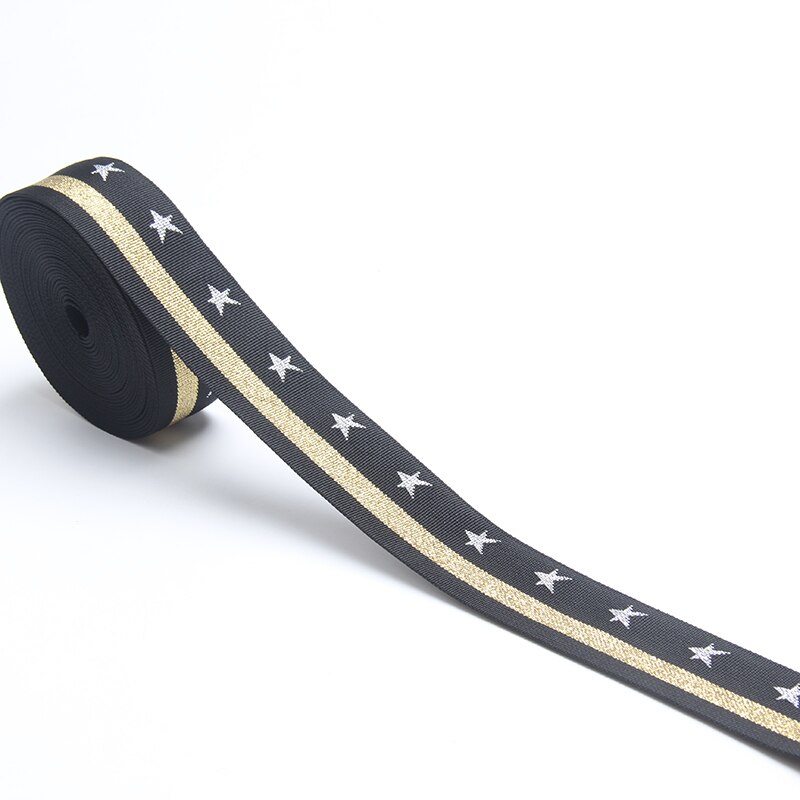2 inch reflective jacquard webbing polyester gold line with 5 star