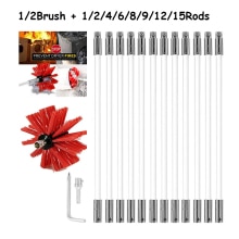 Lange Handvat Flexibele Pijp Staven Met Nylon Borstel Voor Schoorsteen Cleaner Borstel Schoon Rotary Sweep Systeem Haard Kit Rod Tool set