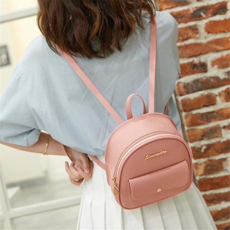 Mini Women Backpack Leather Shoulder Bag For Teenage Girl Multi-Function Small Bagpack Female Phone Pouch
