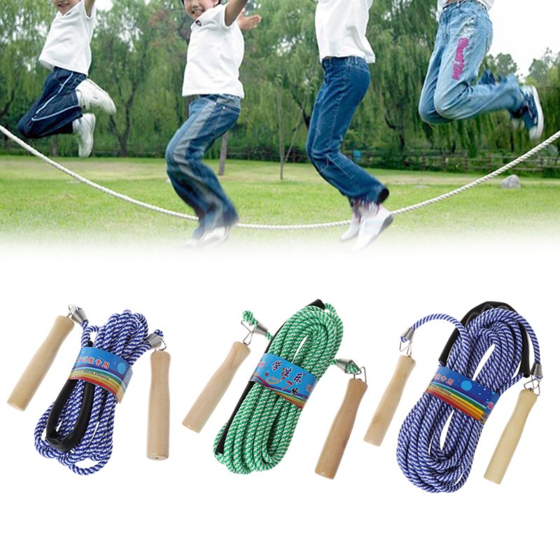 Wooden Handle Skipping 5m 7m 10m Gym School Group Multi Person Rope Jumping K43E