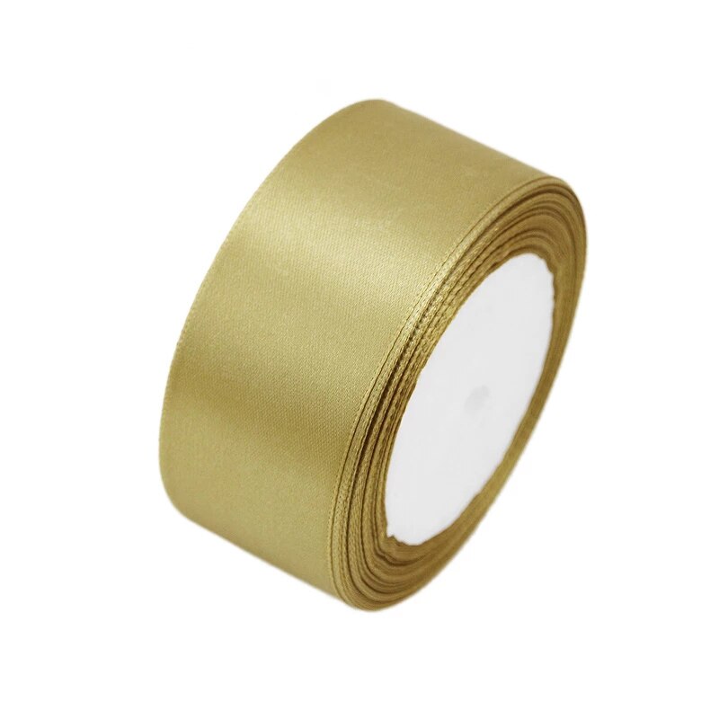 (25 Yards/Roll) Bleke Goud Enkel Gezicht Satijnen Lint Cadeaupapier Kerstmis Linten