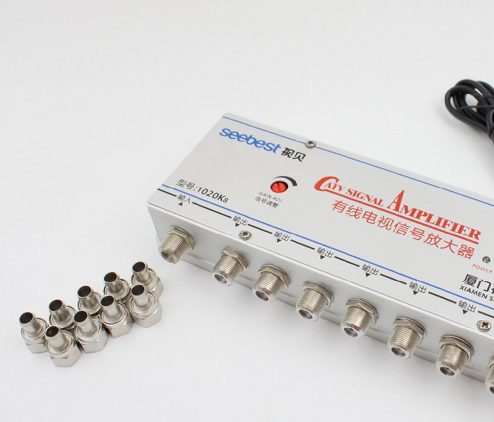 Ac 220V 8 Manier 20db Catv Vcr Tv Antenne Signaal Versterker Booster Splitter 1 In 8 Out 45Mhz ~ 1000Mhz