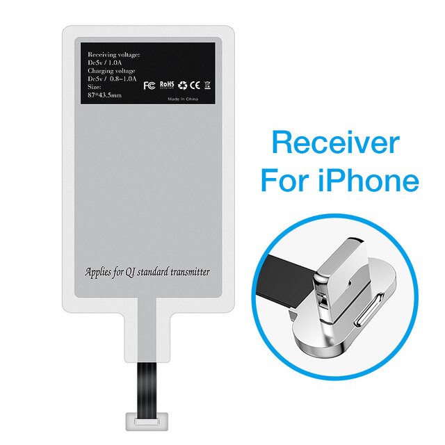 Qi trådløs opladningsmodtager til iphone samsung huawei xiaomi universal micro usb type c hurtigoplader adapter trådløs oplader: Til iphone