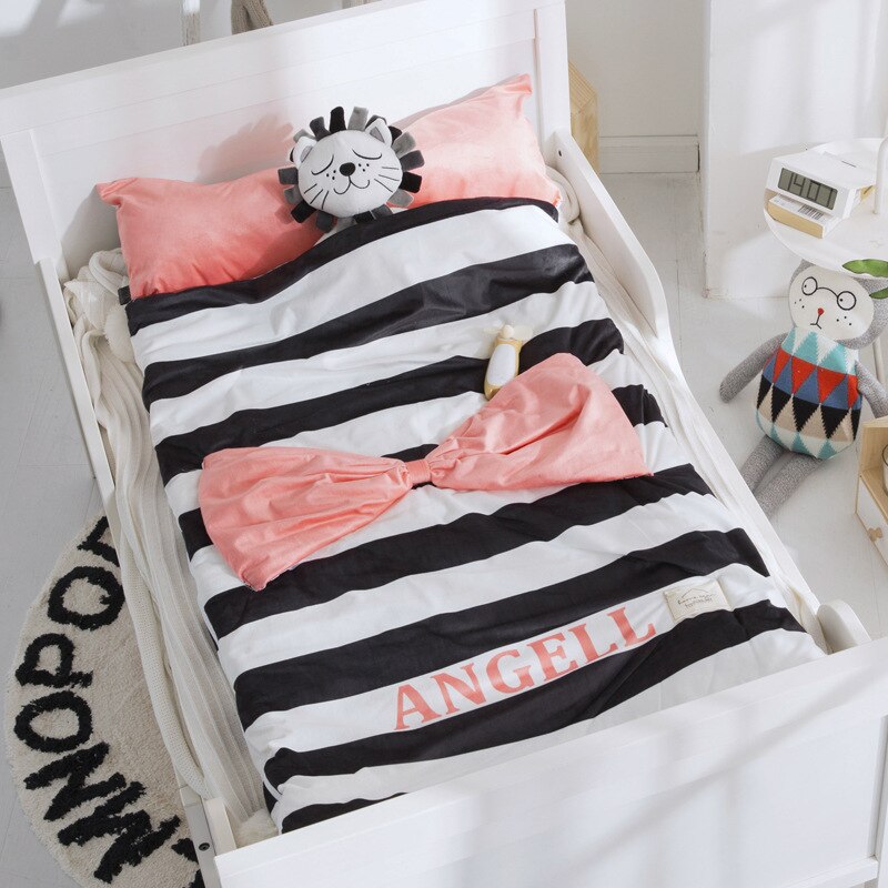 Home bed baby sleeping bag 100% Cotton + soft fleece Boy Girl Child fleabag AB side fox bear mothercare kids body cover 70*150cm: butterfly pink