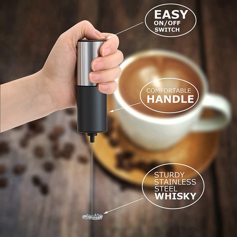 Melkopschuimer Voor Koffie, Lattes, Garde Drink Mixer Batterij Operated Roestvrij Schuim Maker Handheld Eletric Frothers