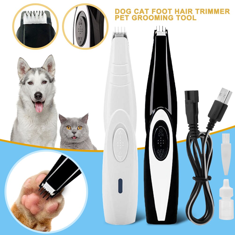 de mascotas perro de pelo de Pet Grooming herramienta Cizalla eléctrica recargable USB perro pelo pata Shaver Clipper