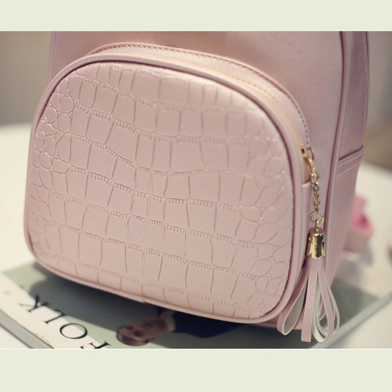 Filles sac de voyage en plein air dames double couche en cuir PU sac à dos tendance simple sauvage pierre motif sac