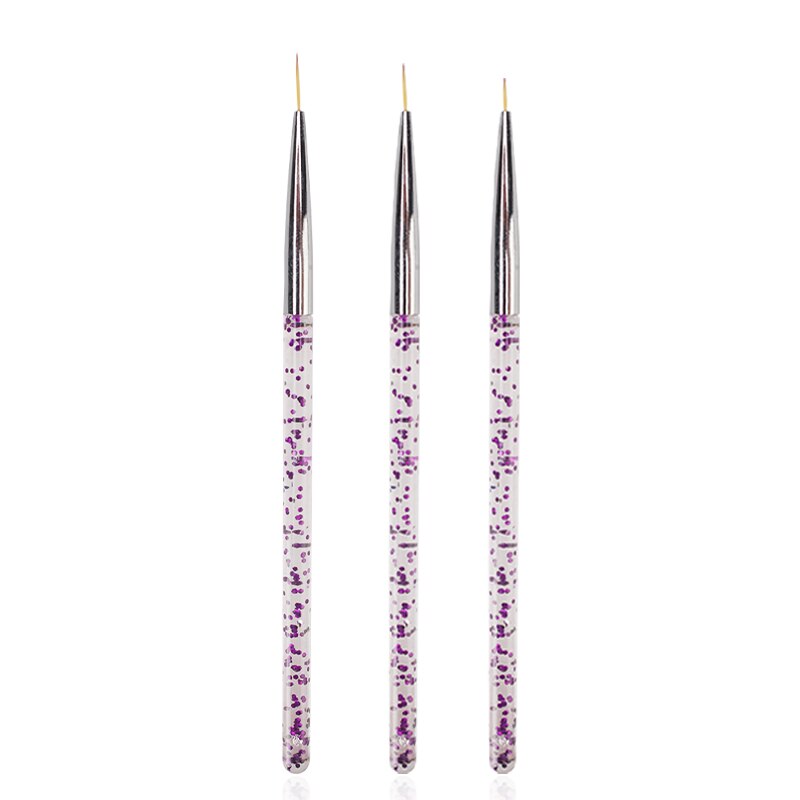 Stylo à ongles en métal, 3 pièces/lot, stylo à dessin, Gel, grille, lignes, rayures, peinture, manucure, vernis à ongles: L31