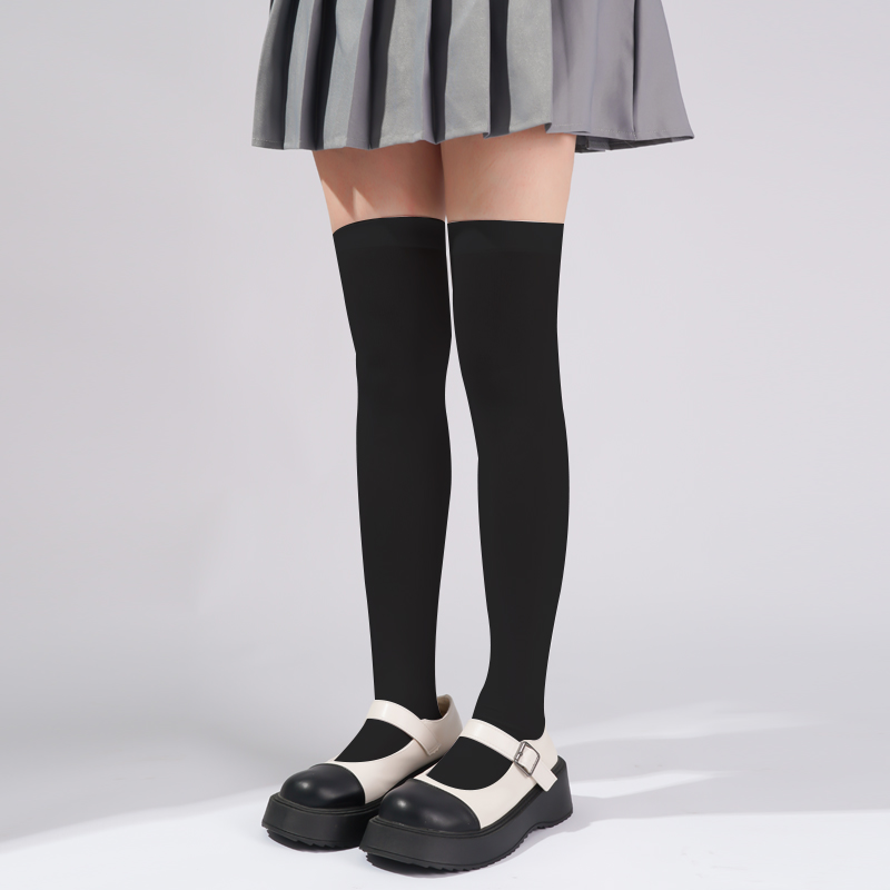 Jk Zwart Wit Lange Sokken Voor Vrouwen Lolita Effen Knie Hoge Fluwelen Sokken Meisjes Mode Kawaii Sexy Cosplay Nylon Sokken S-XL
