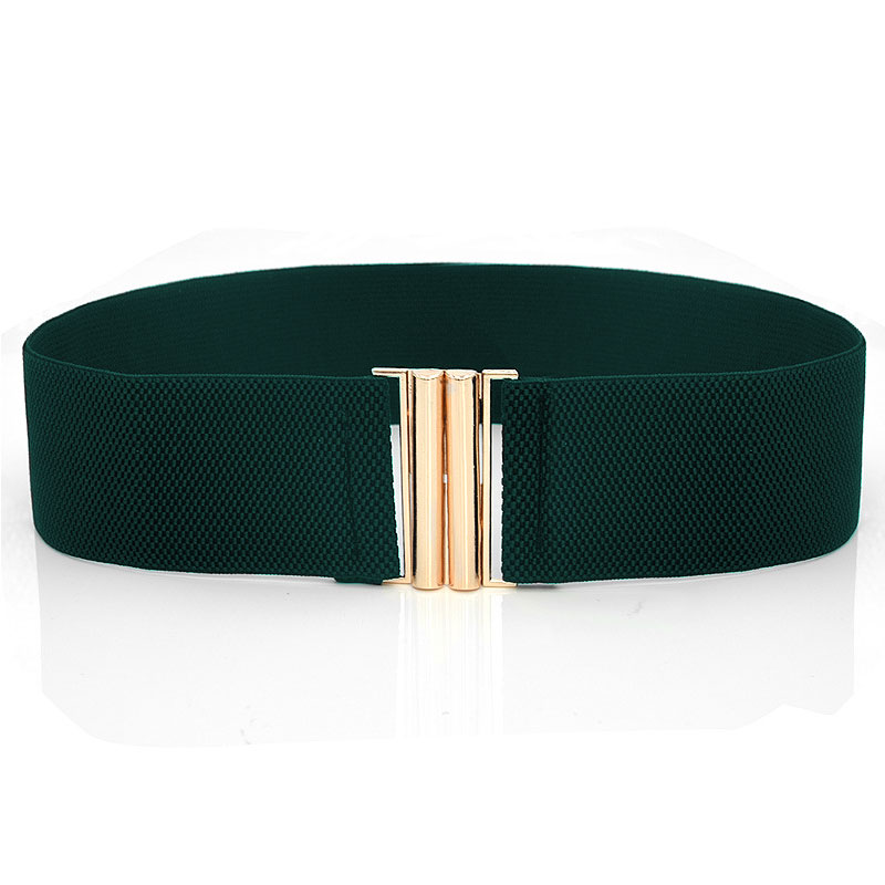 Cintura elastica larga da donna cintura tinta unita accessori cintura elasticizzata corsetto largo vita fibbia in metallo cintura femminile calda: blackish green