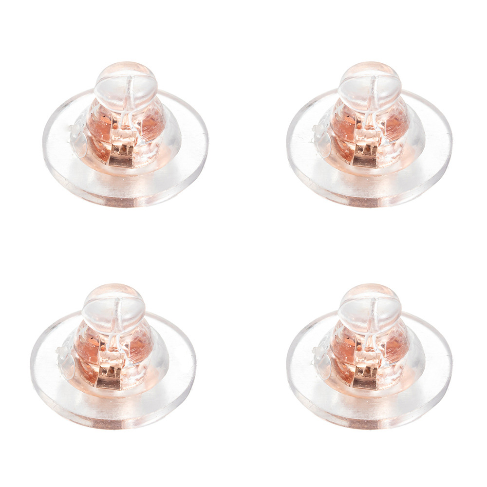 Tapones de silicona de para pendientes, Tapones Redondos para los oídos, tapas bloqueadas, mangas para pendientes, accesorios para la fabricación de joyas, 10 Uds.: Rose Gold