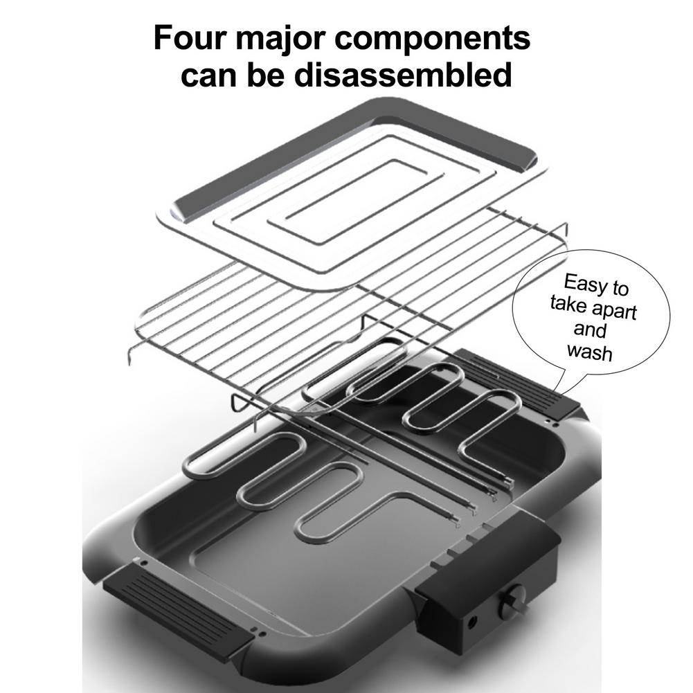 Electric Grill Indoor Smokeless Portable Food Barbecue Grill Smokeless Household Barbecue Grill Barbecue Skewers Portable Stove