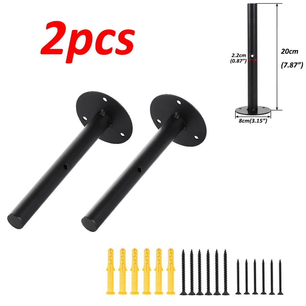1/2/4pcs Black Industrial Iron Storage Brackets Racks Heavy Duty Shelf Board Wall Mounted Multifunctional Home Decor Hardware: 2pcs 20cm