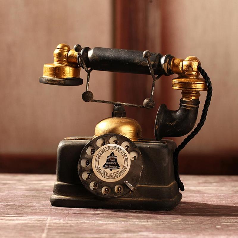 Vintage stil kunstig telefon model retro harpiks boligindretning ornament håndværk klassiske farver og enkel holdbar