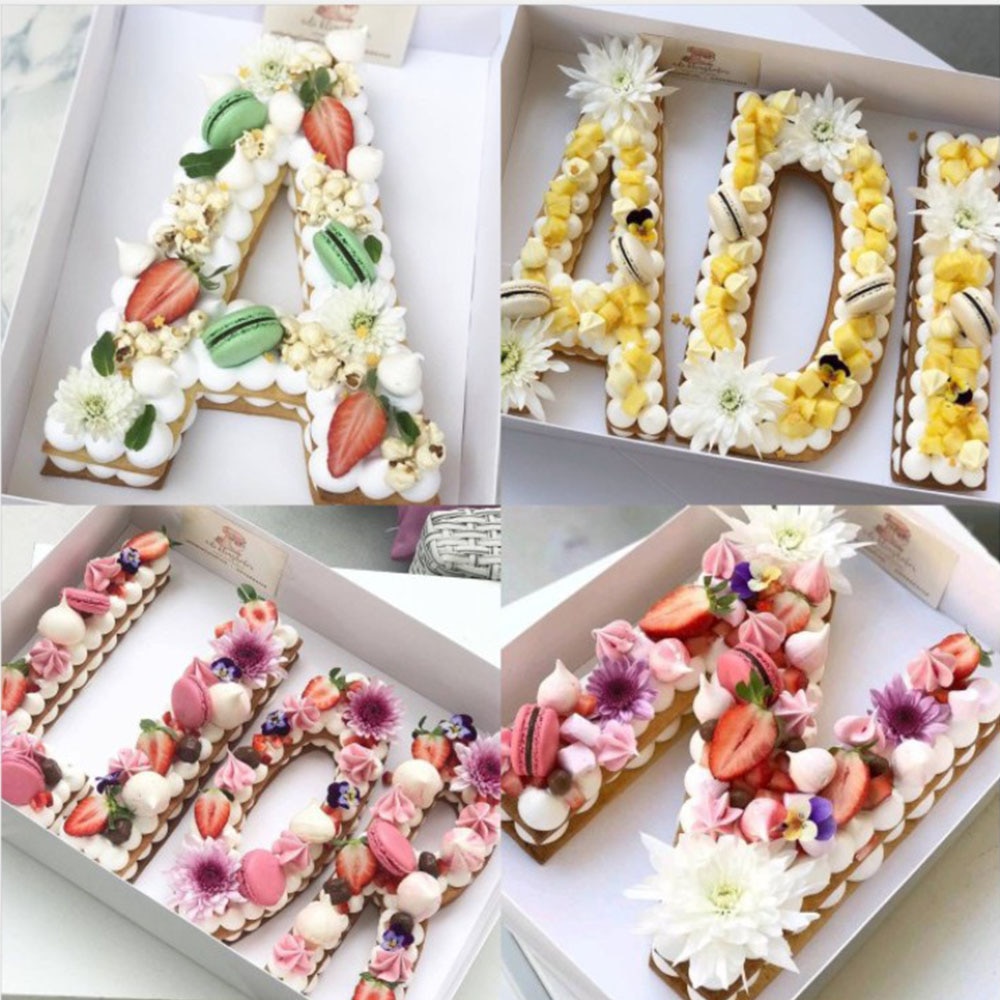 26Pcs Alfabetische Brief Cakevorm Plastic Cake Stencils Keuken Bakken Tools Diy Bruiloft Verjaardag Anniversary Wit 4 "/6''/8"