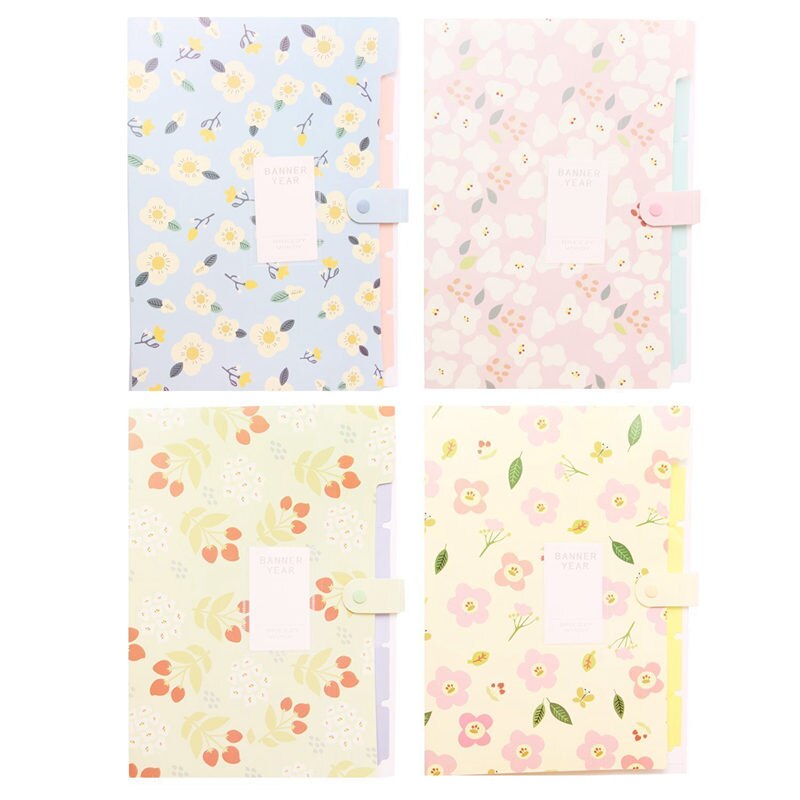 Floral Printed Accordion Document File Folder Expanding Letter/A4 Organizer (set of 4)
