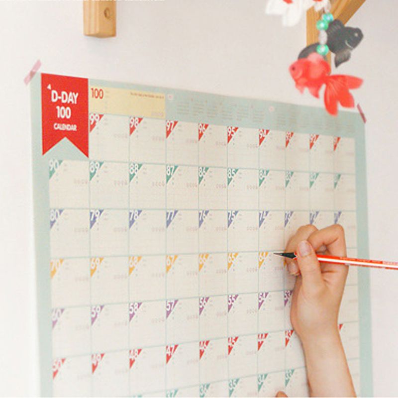 5Pcs 100 Days Countdown Calendar Schedule Learning Goals Work Planner Periodic Agenda Table Strategy Games