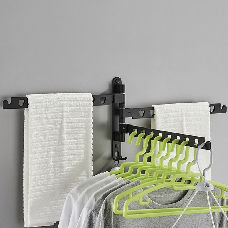 Aluminum Clothes Rack Swivel Folding Clothes Hanger Rack Balcony Drying Rack Clothes Hanger Wall Mounted Hanger: Dark Khaki