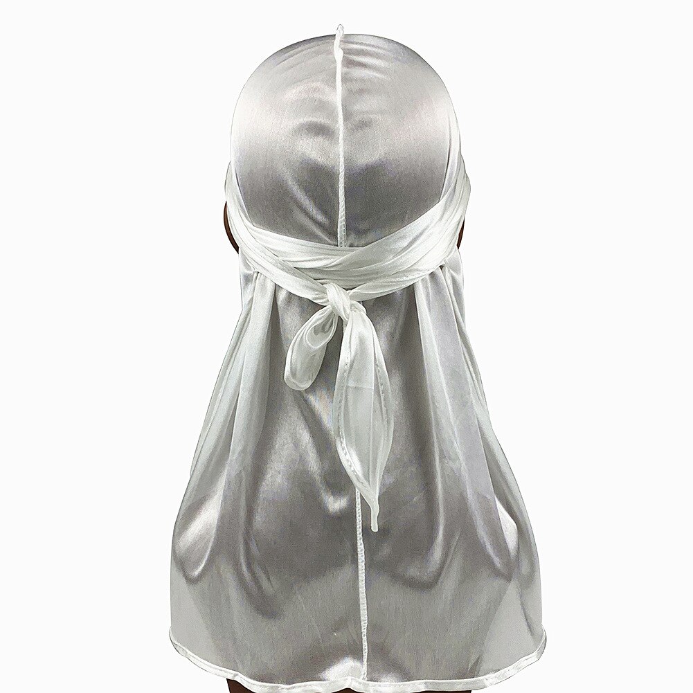 Bonnet de nuit en Satin Invisible pour femmes, accessoire de en soie, Long, plat: WHITE