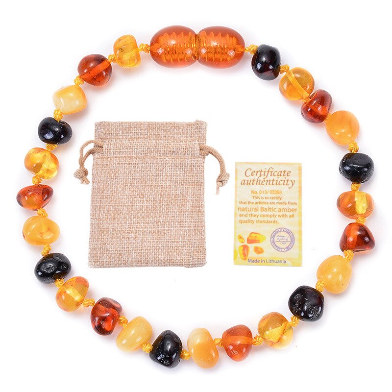 GIA Certified Natural Baltic Amber Necklace Bracelet Relieves Children's Teeth Pain Calm Soothing Handmade Jewelry