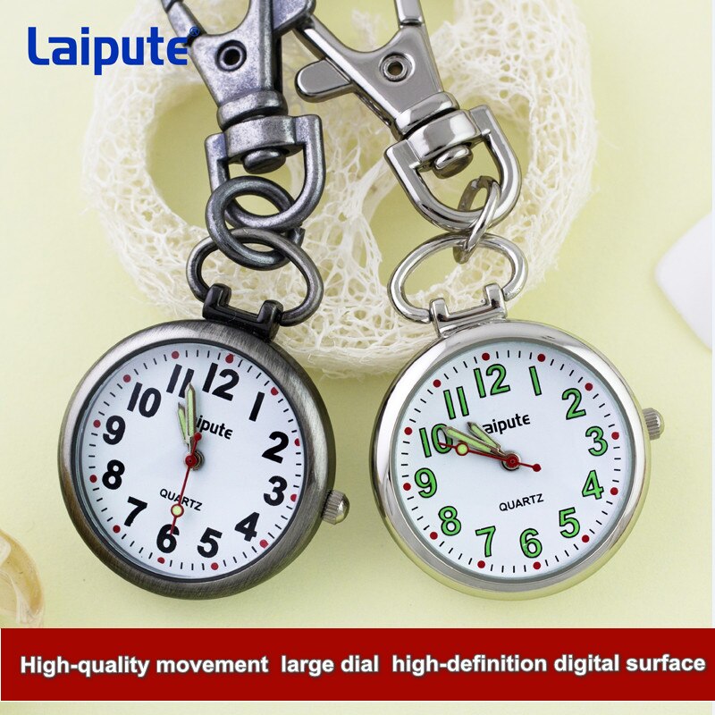 LAIPUTE-reloj de bolsillo de enfermera para hombre y mujer, accesorio de acero inoxidable, plateado, médico, FOB, de cuarzo, analógico, colgante, GL46