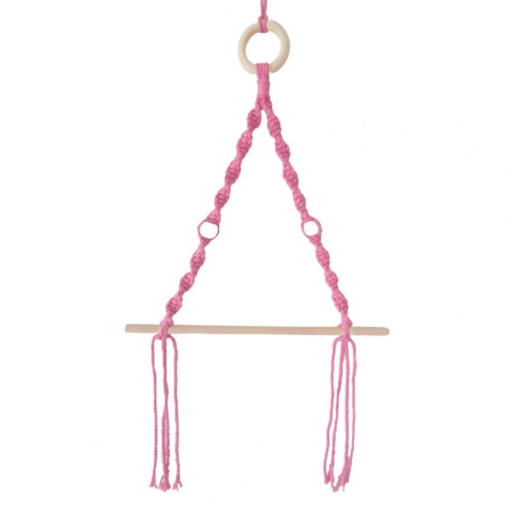 Boho Paper Towel Holder Multifunctional Wood Cotton Rope Towel Storage Rack Paper Towel Hanging for Kitchen Bathroom Wall Decor: Pink