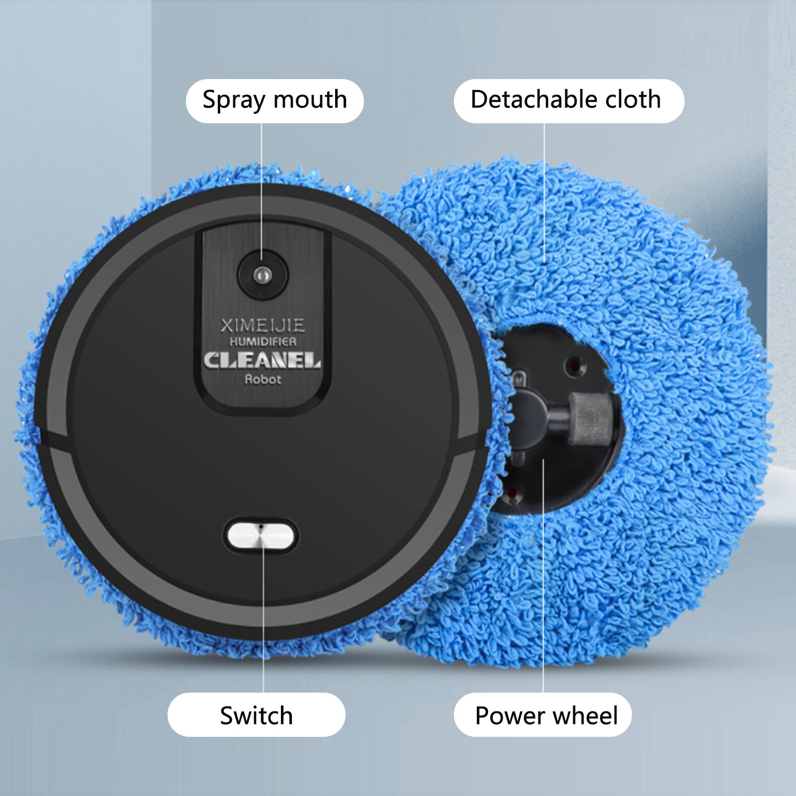 Robot limpiador 3 en 1, limpieza en húmedo y seco, humidificador, eliminación automática de polvo, barredora, carga USB