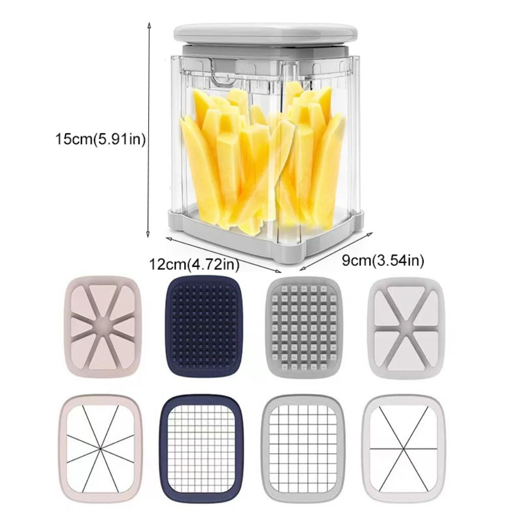 Küchenhelfer, manueller Pommes-Frites-Schneider, Handpresse mit 4 Klingen, Gemüseschneider, 4-in-1, effizienter Obstschneider zum Kochen