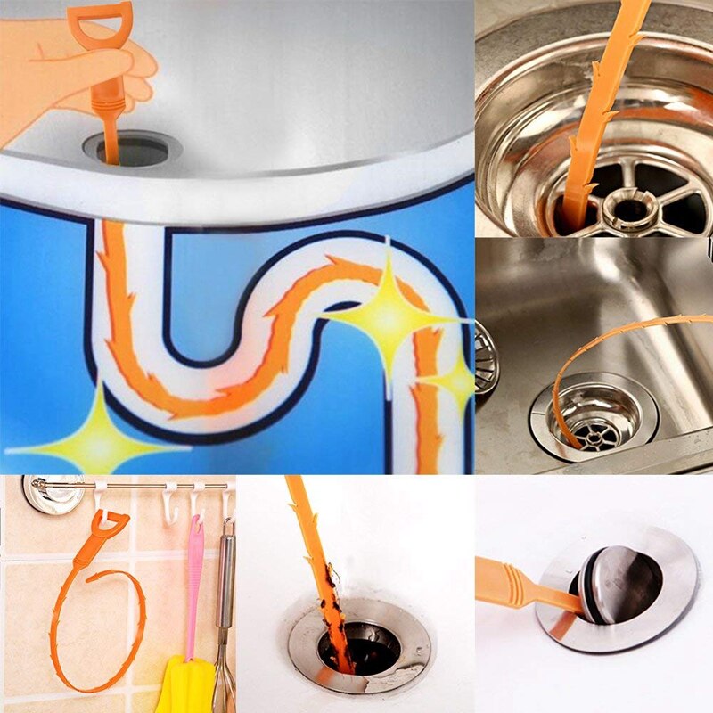7 -pack dräneringsorm , 20 tums håravloppstäppborttagningsmedel avloppsavlastningsborrrengöringsverktyg  (2 rostfritt stål och 5 plast)