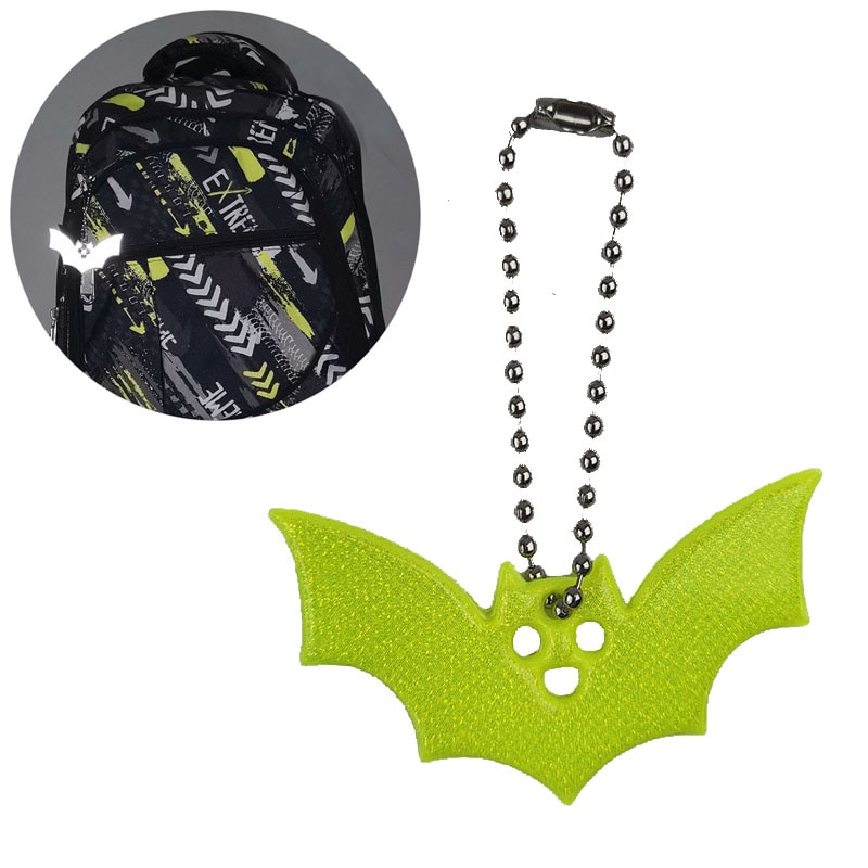 10Pcs Halloween bat Small Sequin Glitter Keychains Reflective bag Pendant Night Riding Walking Bike Reflector key ring