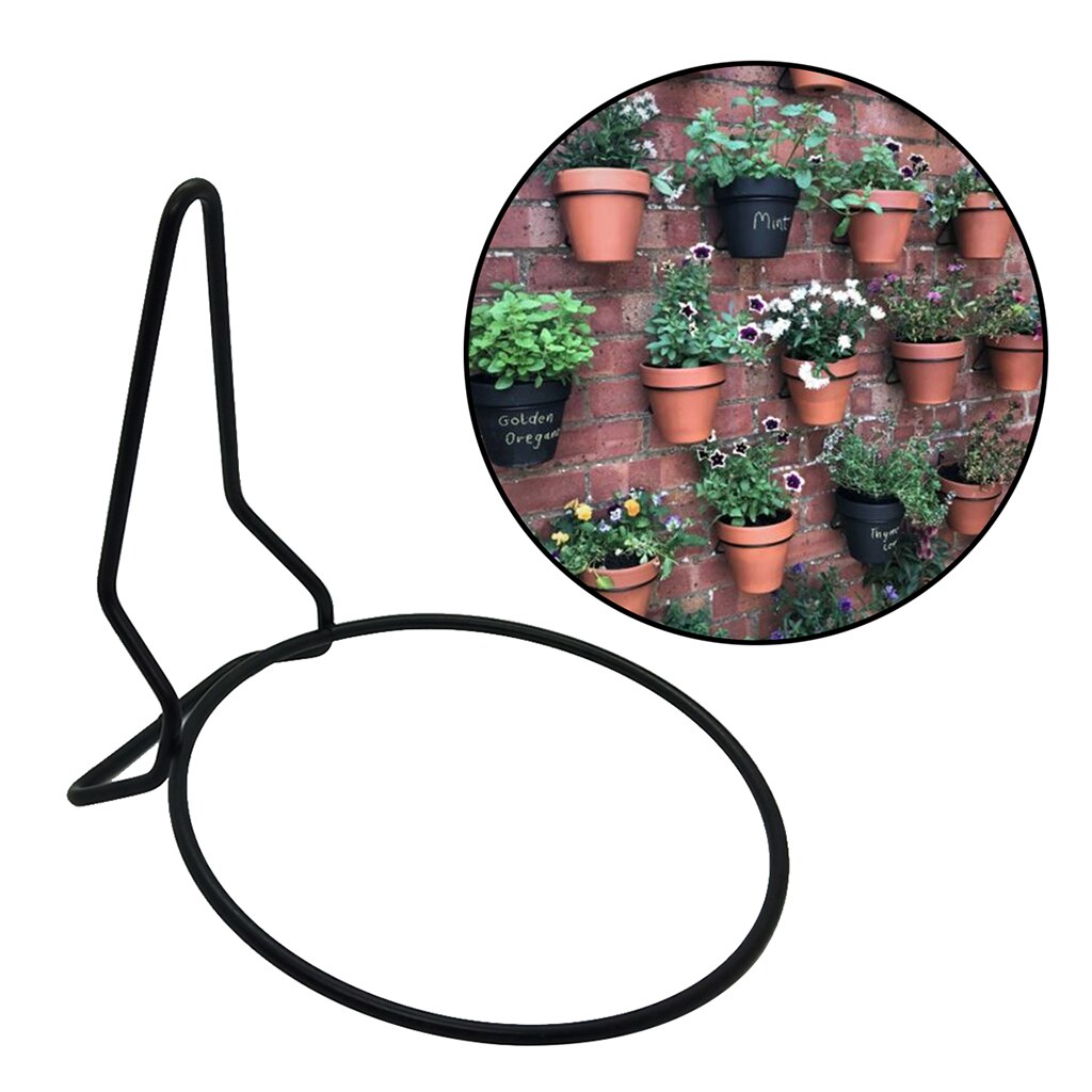 Sort urtepotteholder ring metal planter kroge bøjler beslag til udendørs have væg hegn låge paller diy