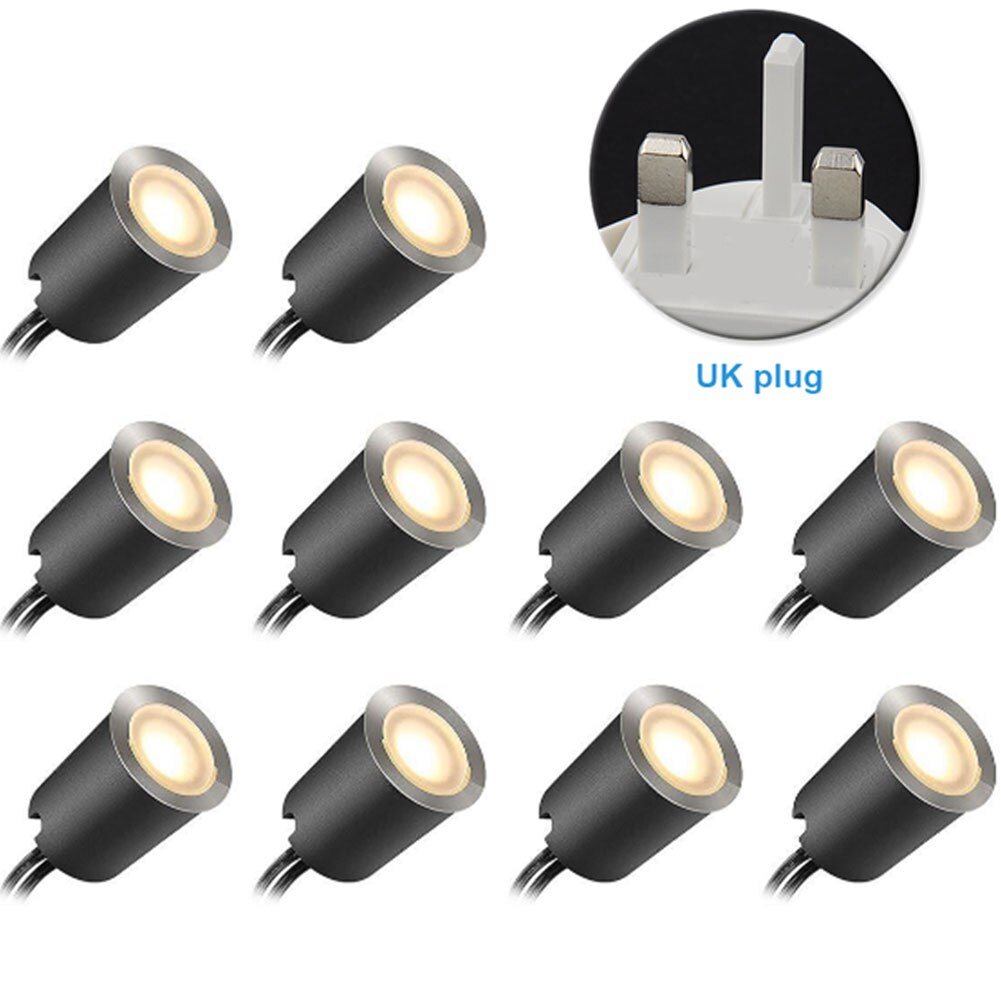 10 stücke Wasserdichte Garten LED Belag Licht Niedrigen Spannung Terrasse Boden Heimat Dekor Warme Weiß ABS Außen Beleuchtung Schritte Treppen sockel: UK