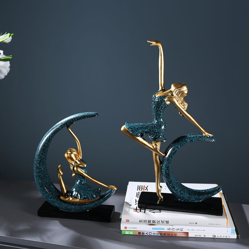 Måne pige figur ballet danser statue stue tv kabinet dekoration ornamenter fødselsdag artware hjem indretning figurer