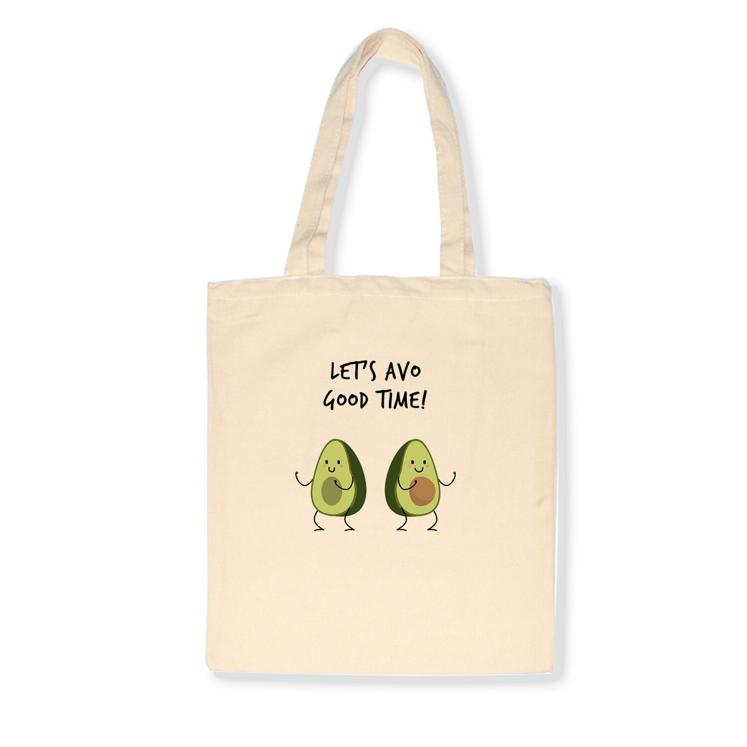 Nette Avocado Drucken Mehrweg Einkaufstasche Frauen Leinwand Tote Taschen Druck Eco Tasche Cartoon Bolsa De Compras Shopper Schulter Taschen: E76BEIGE