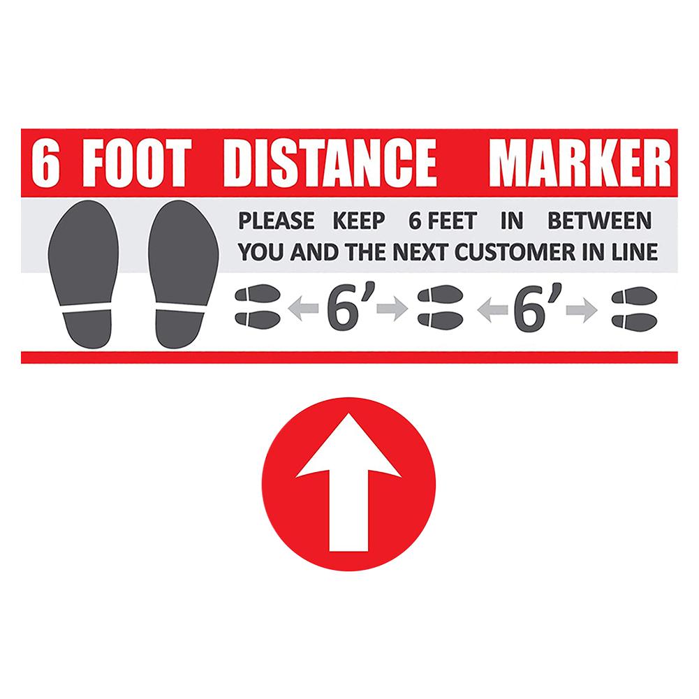 Social Distance Floor Sign Stand Here Keep 6ft in Between Distance Marker Floor Sticker Sign for Social Distance While in Line