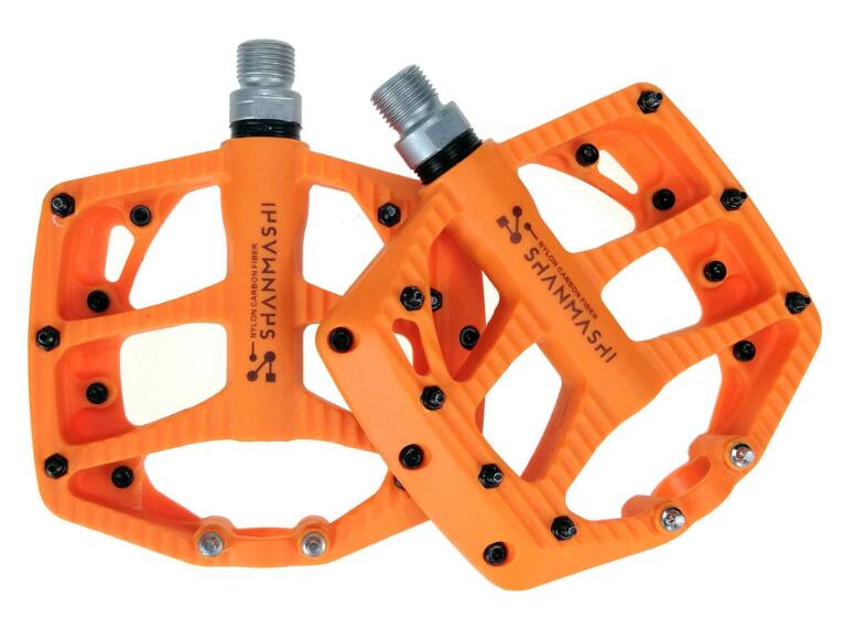 5 väriä polkupyörän polkimet nailonkuitu ultrakevyet mtb bxm dh poljin jalka maantiepyörän laakeroidut polkimet: Oranssi