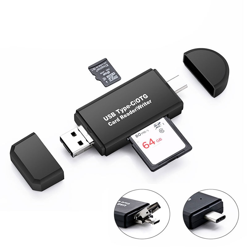 USB3.0 Type C &amp; Micro Usb 3 In 1 Otg Kaartlezer High-Speed Usb Universele Tf/Sd kaartlezer Voor Smart Telefoon Computer