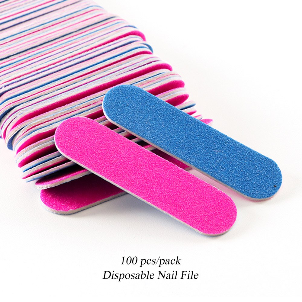 Limes à ongles jetables, 100 pièces, papier de verre en bois pour manucure, Double face, petit tampon à ongles