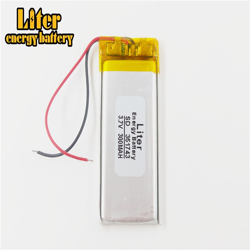 3.7V lithium polymer battery 351743 300MAH point reading pen recorder small toys wireless headphones