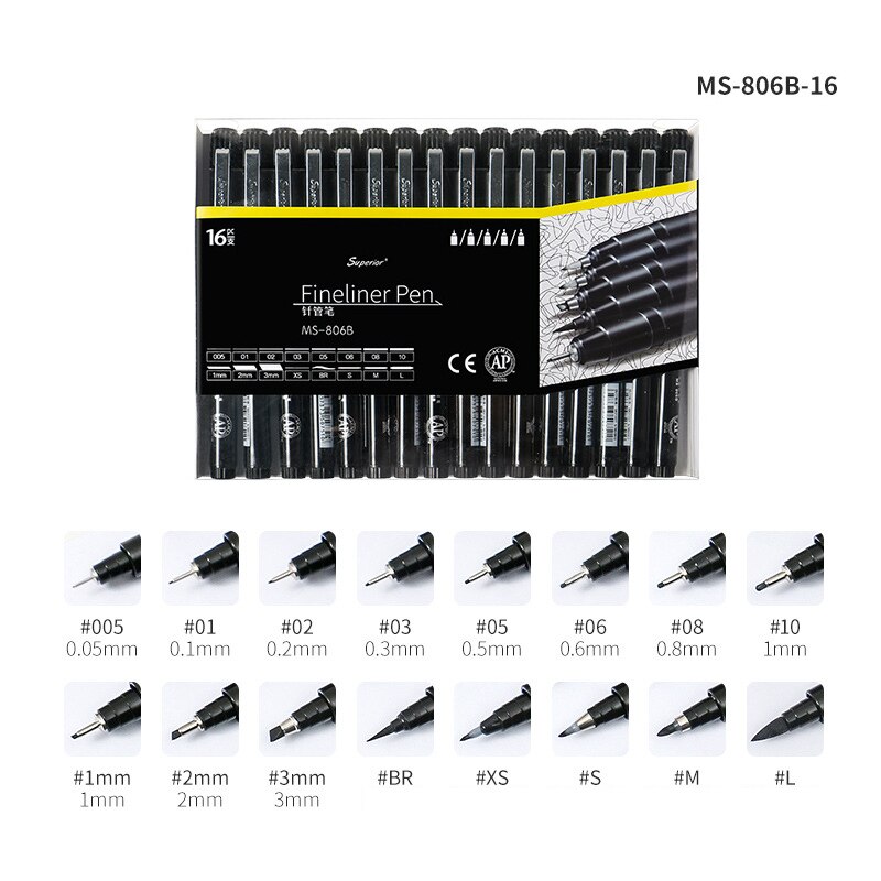 8/10/12/16Pcs Calligraphy Pen Neelde Drawing Line Hand Lettering Pens Waterproof Pigment Sketch Marker Pen Art Supplies: Light Pink