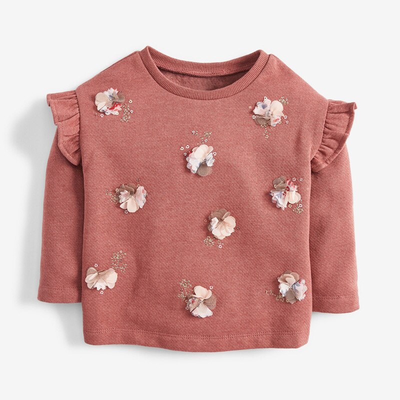 Little maven girls sweatshirts met 3d bloemenapplicaties, babymeisjes sweatshirts voor kinderen, lange mouwen, kinderkleding