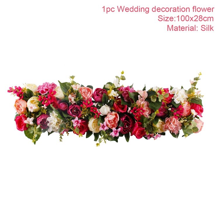 Kunstmatige Rose Bruiloft Bloemen Rose Pioen Hortensia Gebogen Deur Nep Bloem Decoratieve Rij Venster t-station bruiloft decoratie: Artificial Flowers 4