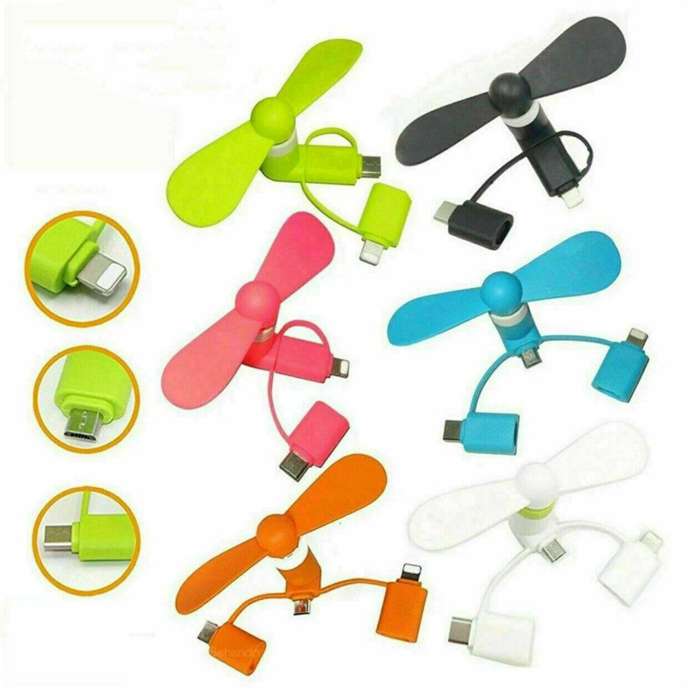 For Android IPhone Type-c For Samsung Huawei iPad Portable 3in1 Mini Phone Fan Cooler Mobile Phone Cooler Travel Accessories