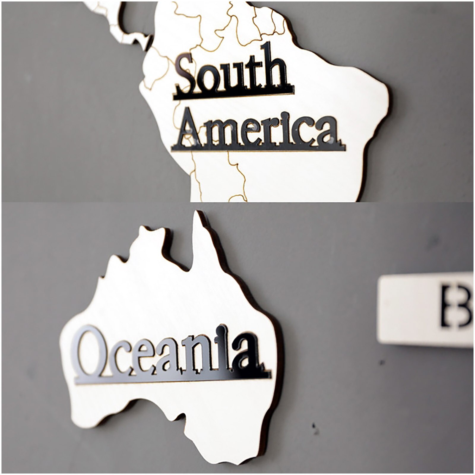 World Wood Clock Wall Decoration Sticker Diy Wall Living Room Europe 3d Map Surface Modern Home Office Decor Klok