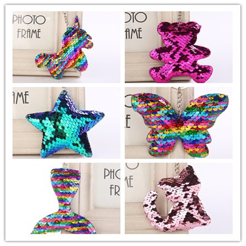 Bling unicorn nyckelring leksakshänge glitter leksak för flickor bilväska hänge