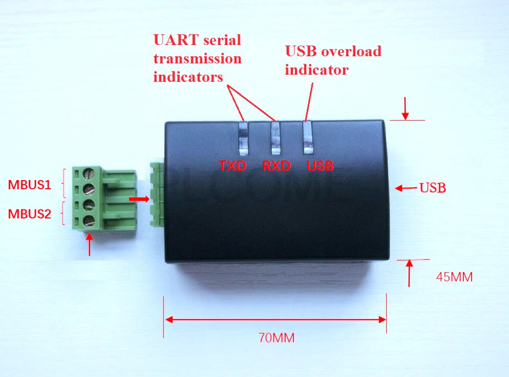 Usb till mbus master omvandlare kommunikationsmodul eller usb till mbus slavmodul för smart styrning / energivärmemätare felsökning