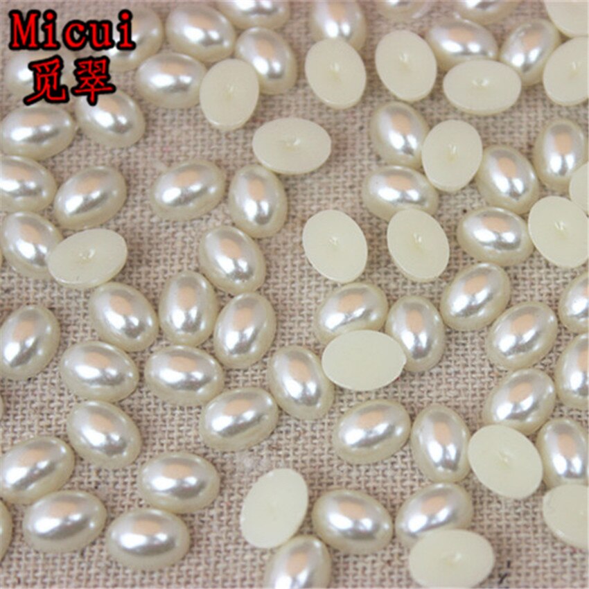 Micui 6*8/8*10/10*14/mm Ovale Parel Kralen ABS Half Parels plaksteen Scrapbooking Bead Voor Sieraden Maken Kleding Decoratie SM211