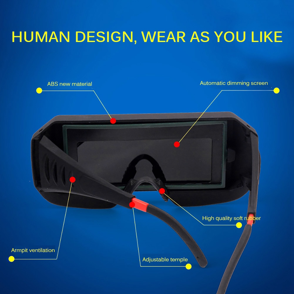 Gafas de soldadura con oscurecimiento Solar automático, gafas protectoras de seguridad para soldar con oscurecimiento automático, color negro, antideslumbrantes, 1 ud.